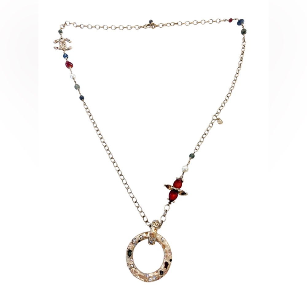 Chanel Goldtone Metal Gripoix CC Necklace